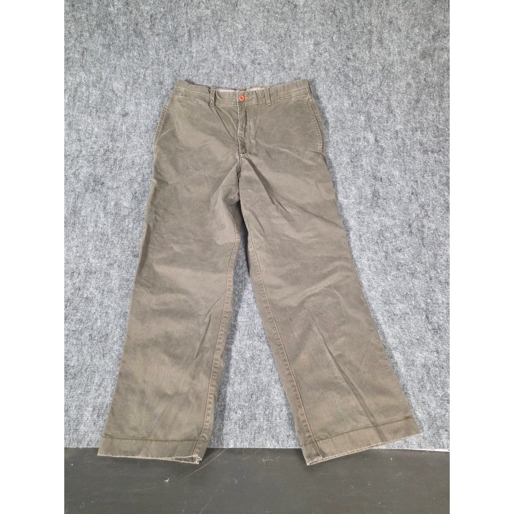 Mens Chinos 32x30 Olive Flat Front Straight Leg Pants Workwear Timberland